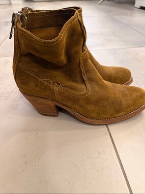 Frye Women's Suede Ankle Boot in Rust Brown